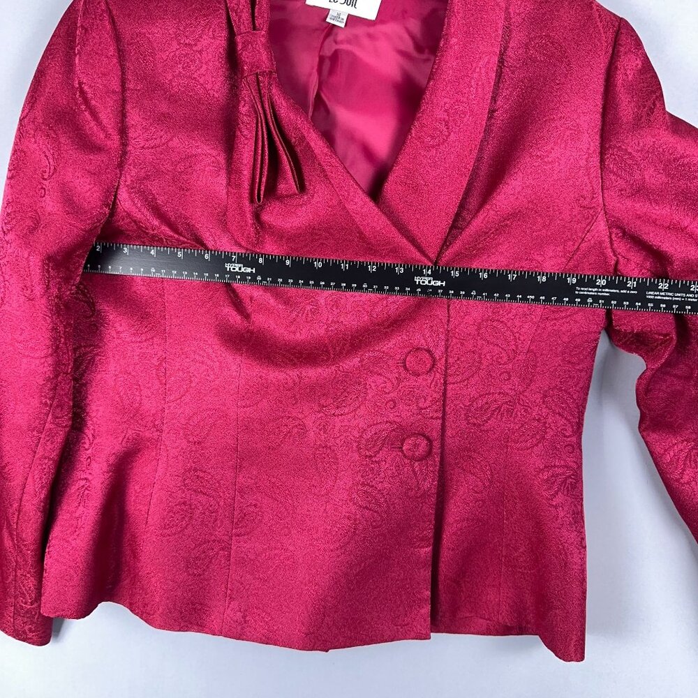 Le Suit Satin Blazer Jacket Womens Size 16 Paisley Cocktail Church Pink - Picture 9 of 11